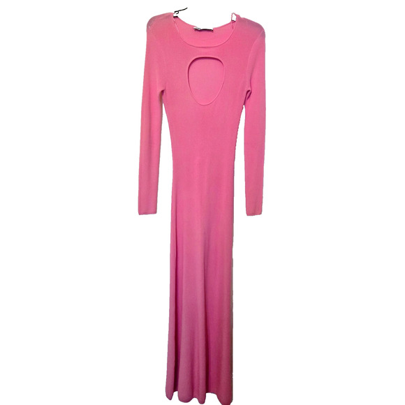 Zara pink cut-out long sleeve stretch knit dress M - Picture 3 of 13